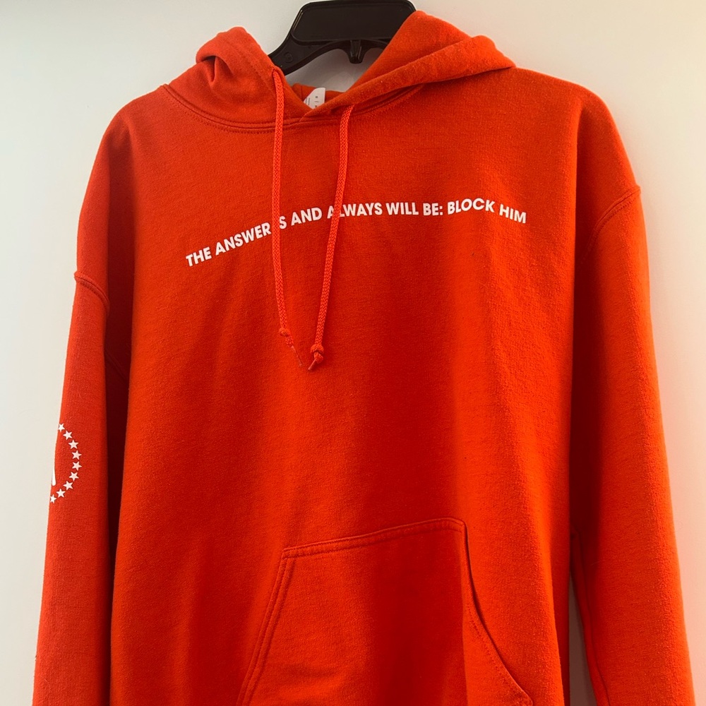 Men's Red Crewneck Hoodie with White Slogan